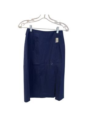 Moda International Pencil Skirt Womens 6 Classic Blue Midi Below Knee Career